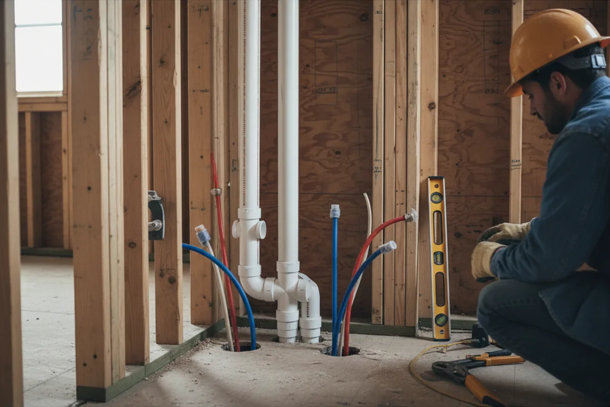 Drain and supply rough-in during Drain Cleaning in Newport Beach