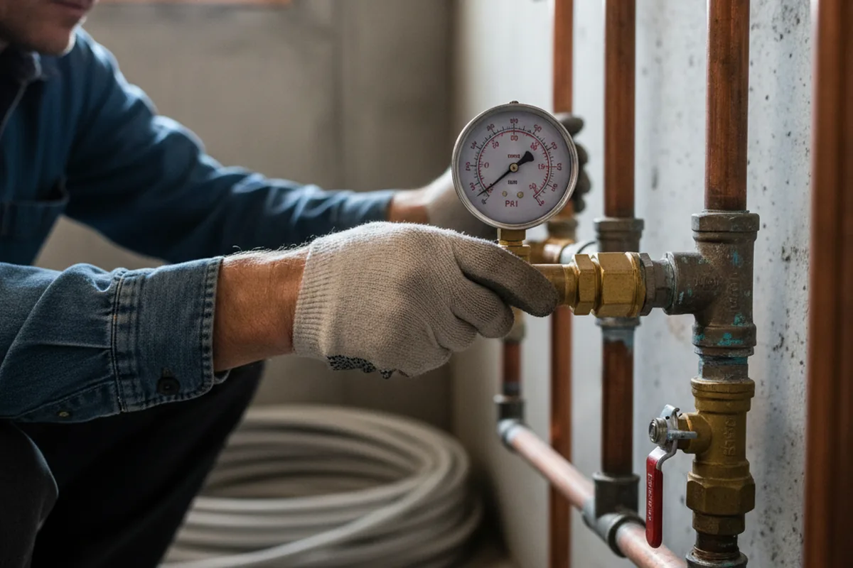 Pressure testing a repaired line during Water Line Repair in Newport Beach